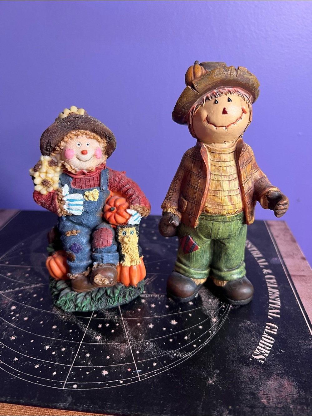 (2) Halloween Scarecrow Figurines